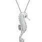 White Opal Sea Horse Necklace Pendant Seahorse Jewelry Birthday Gift 925 Sterling Silver Chain 18in.