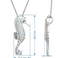 White Opal Sea Horse Necklace Pendant Seahorse Jewelry Birthday Gift 925 Sterling Silver Chain 18in.