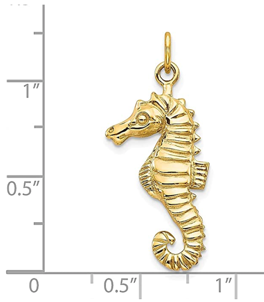 10K Gold Sea Horse Charm Pendant for Necklace Seahorse Jewelry Birthday Gift