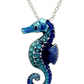 Cute Blue Sea Horse Charm Pendant Necklace Seahorse Jewelry Birthday Gift Chain 21in.