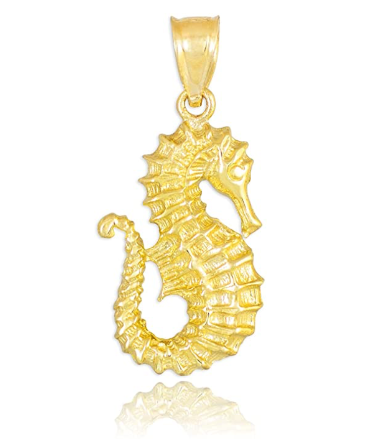 14K Gold Sea Horse Charm Bracelet Pendant for Necklace Seahorse Jewelry Birthday Gift