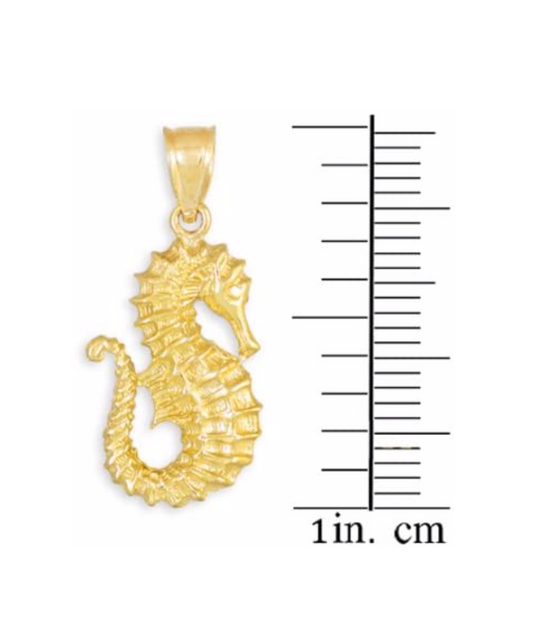14K Gold Sea Horse Charm Bracelet Pendant for Necklace Seahorse Jewelry Birthday Gift