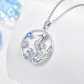 Cute Blue Diamond Sea Horse Medallion Charm Pendant Necklace Seahorse Jewelry Birthday Gift 925 Sterling Silver Chain 18in.