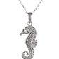 Small Sea Horse Charm Pendant Diamond Necklace Seahorse Jewelry Birthday Gift 925 Sterling Silver Chain 18in.