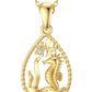14K Gold Sea Horse Charm Pendant Diamond Necklace Seahorse Jewelry Birthday Gift 925 Sterling Silver Chain 18in.