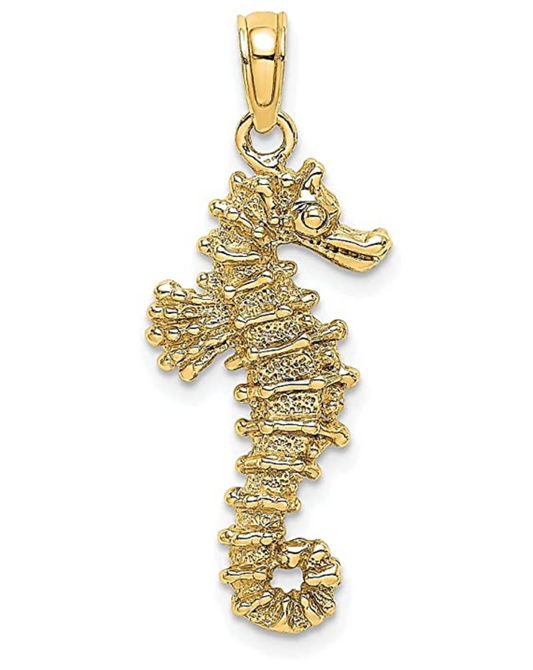 14K Gold Sea Horse Charm Pendant Diamond Necklace Seahorse Jewelry Birthday Gift