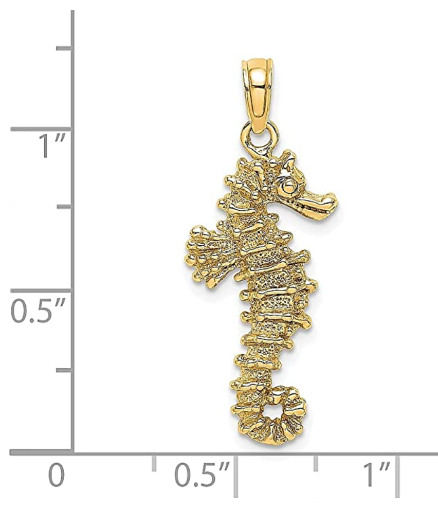 14K Gold Sea Horse Charm Pendant Diamond Necklace Seahorse Jewelry Birthday Gift