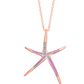 Blue Pink Opal Starfish Charm Pendant Necklace Star Fish Jewelry Birthday Gift 925 Sterling Silver Rose Gold Chain 18in.