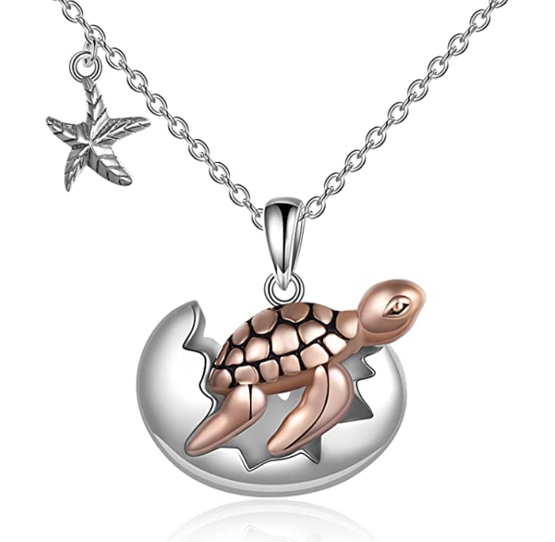 Shark Sea Turtle Whale Manatee Necklace Diamond Pendant Tropical Dolphin Otter Jewelry Sea Ocean Birthday Gift 925 Sterling Silver Chain 20in.