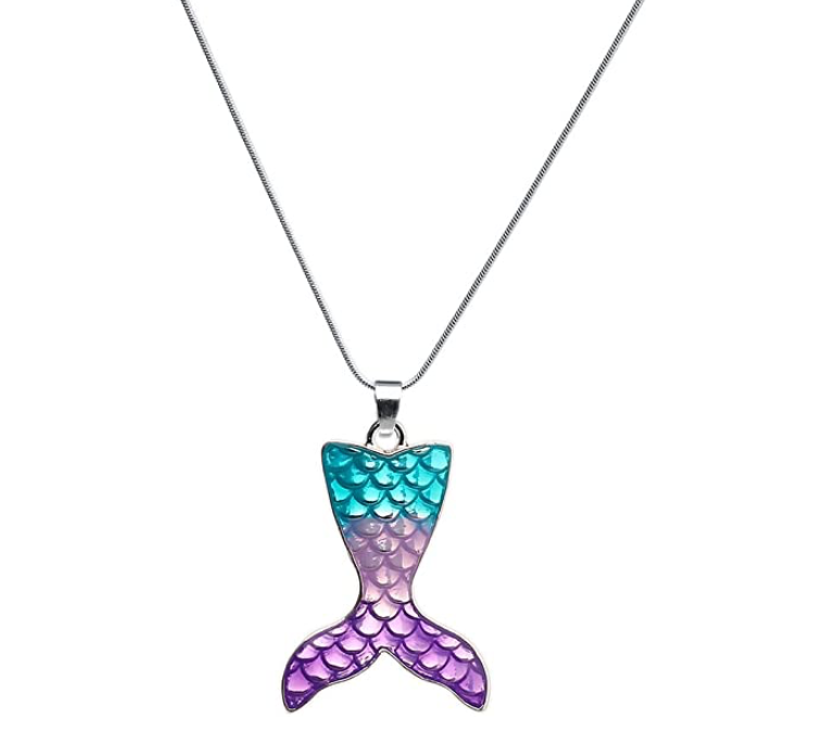 Little Girls Beautiful Unicorn Necklace Crown Mermaid Tail Pendant Alpaca LLama Flamingo  Jewelry Sea Ocean Birthday Gift 18in.