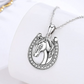 Cute Horse Necklace Diamond Pendant Celtic Horse Love Heart Jewelry Horseshoe Birthday Gift 925 Sterling Silver Chain 18in.