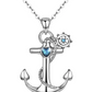 Anchor Necklace Diamond Heart Pendant Anchor Sailor Captain Jewelry Fisherman Birthday Gift 925 Sterling Silver Chain 18in.