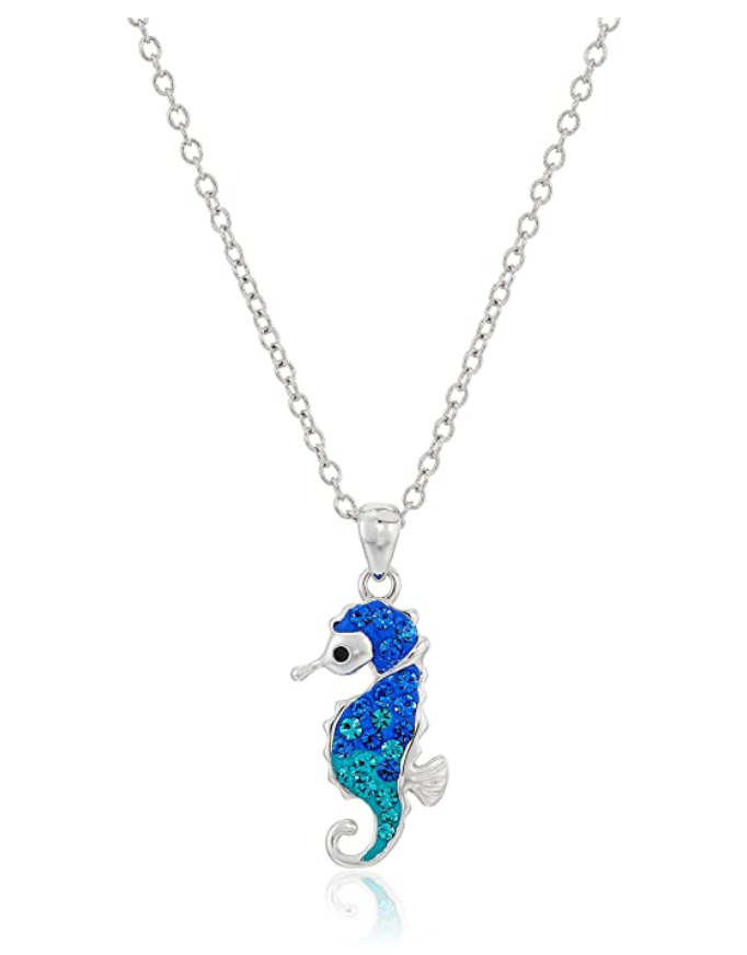 Cute Cow Opal Seahorse Necklace Red Cardinal Diamond Pendant Peacock Jewelry Birthday Gift 925 Sterling Silver 18in.