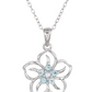 Hula Flower Birthstone Necklace Diamond Pendant Hawaiian Tropical Flower Jewelry Birthday Gift 925 Sterling Silver 18in.
