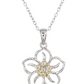 Hula Flower Birthstone Necklace Diamond Pendant Hawaiian Tropical Flower Jewelry Birthday Gift 925 Sterling Silver 18in.