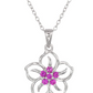 Hula Flower Birthstone Necklace Diamond Pendant Hawaiian Tropical Flower Jewelry Birthday Gift 925 Sterling Silver 18in.