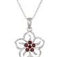 Hula Flower Birthstone Necklace Diamond Pendant Hawaiian Tropical Flower Jewelry Birthday Gift 925 Sterling Silver 18in.