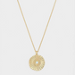 Circle Sunburst Coin Pendant Necklace Diamond Pendant Sun Disc Jewelry Birthday Gift 18K Gold Plated Brass 18in.