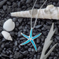 Blue Opal Starfish Charm Diamond Pendant Necklace Star Fish Jewelry Birthday Gift 925 Sterling Silver Chain 18in.
