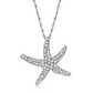 0.25ct. Diamond Starfish Charm Pendant Necklace Star Fish Jewelry Birthday Gift 925 Sterling Silver Chain 18in.