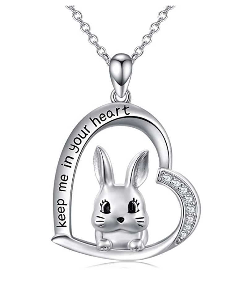 925 Sterling Silver Rabbit Butterfly Turtle Fox Pendant Diamond Heart Love Necklace Bunny  Dove Jewelry Birthday Gift Chain 18in.