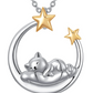 Cow Cat Elephant Unicorn Snake Butterfly Shark Dolphin Fairy Pendant Diamond Heart Love Necklace]Jewelry Birthday Gift Chain 925 Sterling Silver 18in.