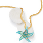 Italian Turquoise Murano Glass Starfish Charm Pendant Necklace Star Fish Jewelry Birthday Gift 925 Sterling Silver Chain 18in.