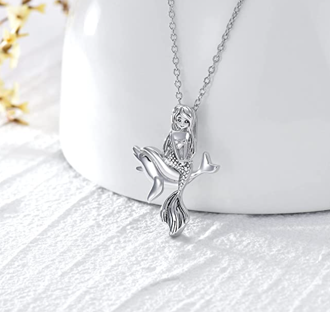 Cow Cat Elephant Unicorn Snake Butterfly Shark Dolphin Fairy Pendant Diamond Heart Love Necklace]Jewelry Birthday Gift Chain 925 Sterling Silver 18in.