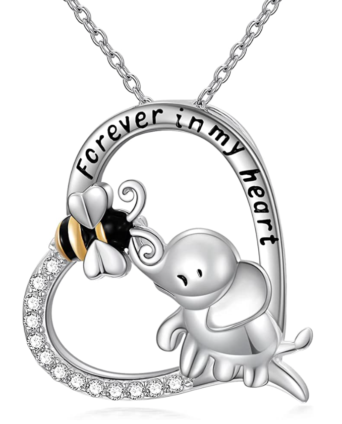 Cow Cat Elephant Unicorn Snake Butterfly Shark Dolphin Fairy Pendant Diamond Heart Love Necklace]Jewelry Birthday Gift Chain 925 Sterling Silver 18in.