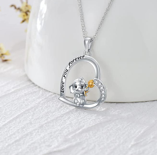 Cow Cat Elephant Unicorn Snake Butterfly Shark Dolphin Fairy Pendant Diamond Heart Love Necklace]Jewelry Birthday Gift Chain 925 Sterling Silver 18in.
