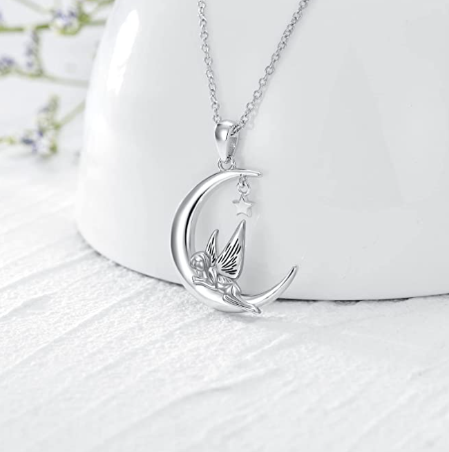 Cow Cat Elephant Unicorn Snake Butterfly Shark Dolphin Fairy Pendant Diamond Heart Love Necklace]Jewelry Birthday Gift Chain 925 Sterling Silver 18in.