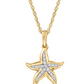 0.10ct. Diamond Starfish Charm Pendant Necklace Star Fish Jewelry Birthday Gift 925 Sterling Silver Chain 18in.