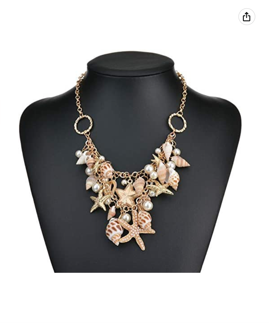Starfish Seashell Necklace Collar Bib Pendant Star Fish Sea Shell Jewelry Birthday Gift 925