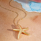 Italian 14K Yellow Gold Starfish Necklace Collar Bib Pendant Star Fish Jewelry Birthday Gift Chain 18in.