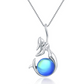 Blue Freshwater-Cultured Pearl Mermaid Heart Necklace Pendant Mermaid Jewelry Birthday Gift 925 Sterling Silver Rose Gold Chain 18n.