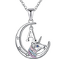 Girls Letter Name Cute Unicorn Diamond Pendant Pink Blue Purple Unicorn Kids Jewelry Birthday Gift 925 Sterling Silver Chain 18in.