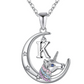 Girls Letter Name Cute Unicorn Diamond Pendant Pink Blue Purple Unicorn Kids Jewelry Birthday Gift 925 Sterling Silver Chain 18in.