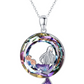 Blue Purple Mermaid Pendant Mermaid Seashell Jewelry Birthday Gift Set 925 Sterling Silver Chain 18in.