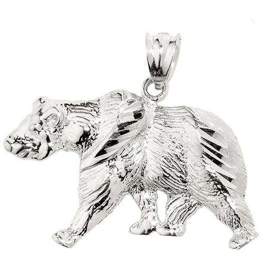 Grizzly Bear Pendant For Necklace Grizzly Bear Jewelry Viking Hunter Nordic Gift 925 Sterling Silver