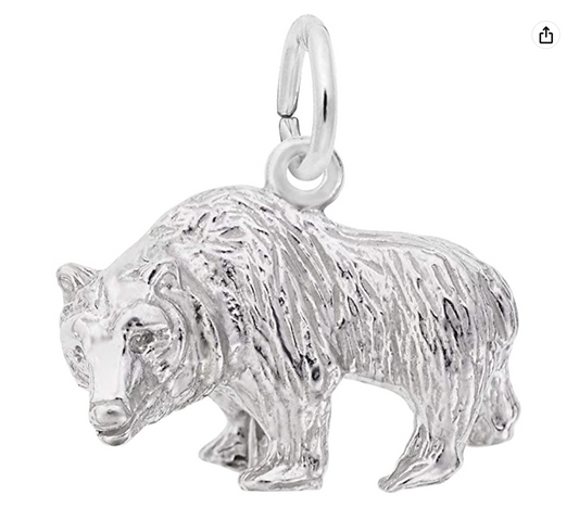 Small Grizzly Bear Charm Bracelet Pendant For Necklace Grizzly Bear Jewelry Nordic Viking Hunter Gift 925 Sterling Silver