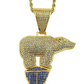 Iced Out Polar Bear Diamond Necklace Pendant Gold Polar Bear Hip Hop Jewelry Gift 24in.