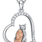 Heart Bear Hug Family Necklace Diamond Pendant Love Bear Jewelry Women Mom Wife Daughter Girls Gift 925 Sterling Silver Rose Gold 18in.