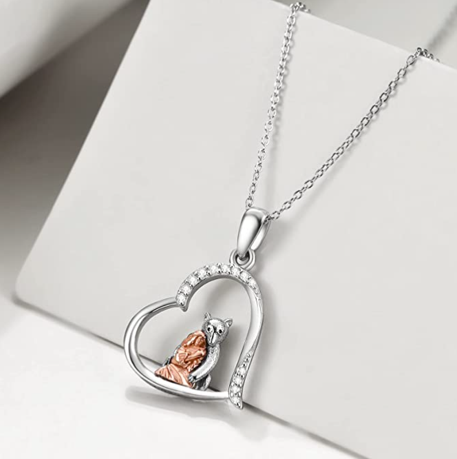 Heart Bear Hug Family Necklace Diamond Pendant Love Bear Jewelry Women Mom Wife Daughter Girls Gift 925 Sterling Silver Rose Gold 18in.
