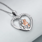 Kitty Cat Hug Family Necklace Heart Diamond Pendant Love Cat Jewelry Women Mom Wife Daughter Girls Gift 925 Sterling Silver Rose Gold 18in.