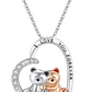 Cute Teddy Bear Hug Necklace Diamond Heart Pendant Love Bear Family Jewelry Women Mom Wife Daughter Girls Gift 925 Sterling Silver Rose Gold 18in.