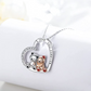 Cute Teddy Bear Hug Necklace Diamond Heart Pendant Love Bear Family Jewelry Women Mom Wife Daughter Girls Gift 925 Sterling Silver Rose Gold 18in.