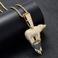 Silver Iced Out Polar Bear Chain Diamond Necklace Pendant Gold Polar Bear Hip Hop Jewelry Gift 24in.