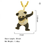 Iced Out Dancing Panda Bear Diamond Necklace Pendant Gold Silver Fortnite Dance Bear Hip Hop Jewelry Gift 30in.