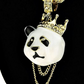 Iced Out King Panda Bear Diamond Necklace Pendant Gold Crown Bear Hip Hop Jewelry Gift 24in.