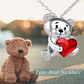 Red Heart Bear Necklace Diamond Pendant Love Bear Jewelry Women Mother Wife Girl Gift 925 Sterling Silver Chain 18in.